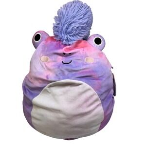 Squishmallows Barrie The Frog Plush Toy Purple Pink Tie Dye 18" Kellytoy FLAW‎
